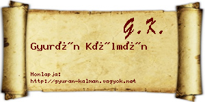 Gyurán Kálmán névjegykártya